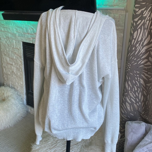 LANA light grey/silver iridescent, sheer hoodie. - Picture 2 of 5